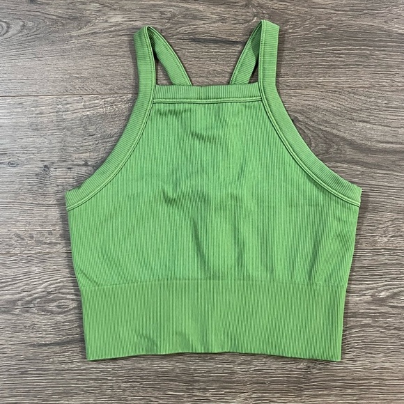 *NWOT* ATHLETA Aurora Seamless High Neck V-Back Tank - Baja Green - Picture 1 of 5